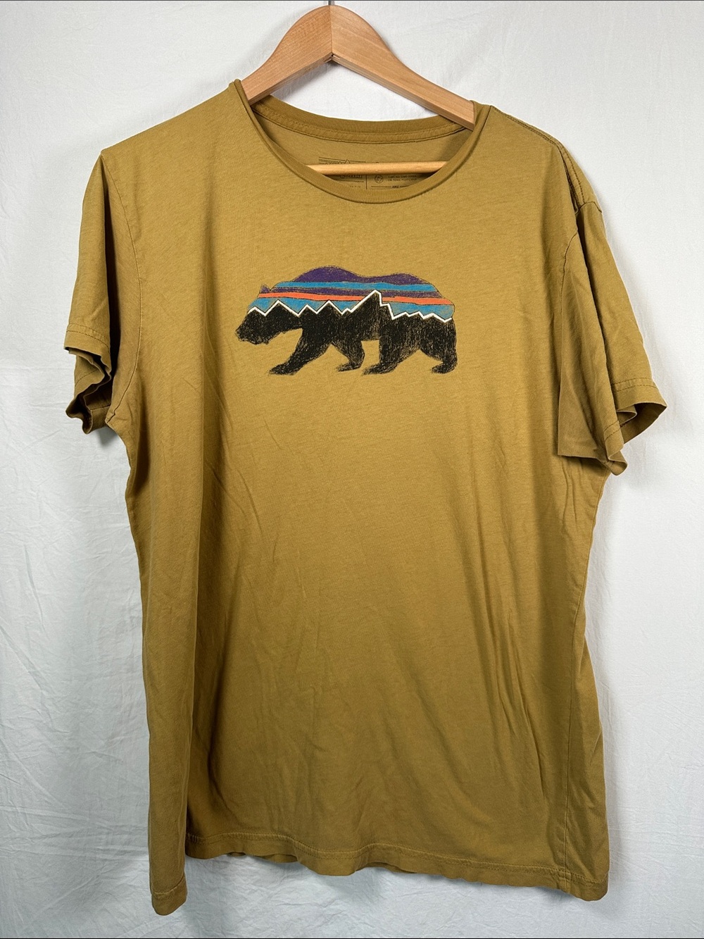 Patagonia Mustard Short Sleeve Bear Graphic Tee